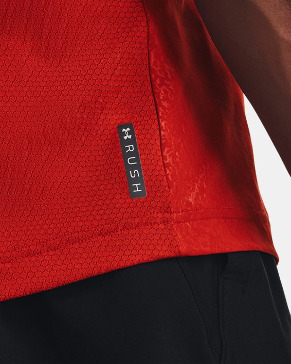 Men's UA RUSH™ HeatGear® 2.0 Emboss Short Sleeve, Orange, pdpMainDesktop image number 5
